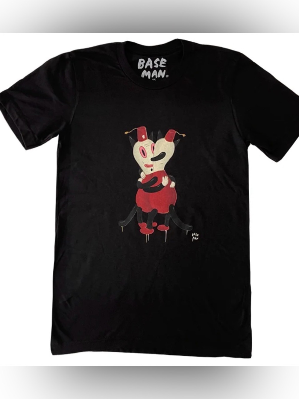 Bella Canvas Black Unisex Tee with Gary Baseman Hugging Toby Graphic